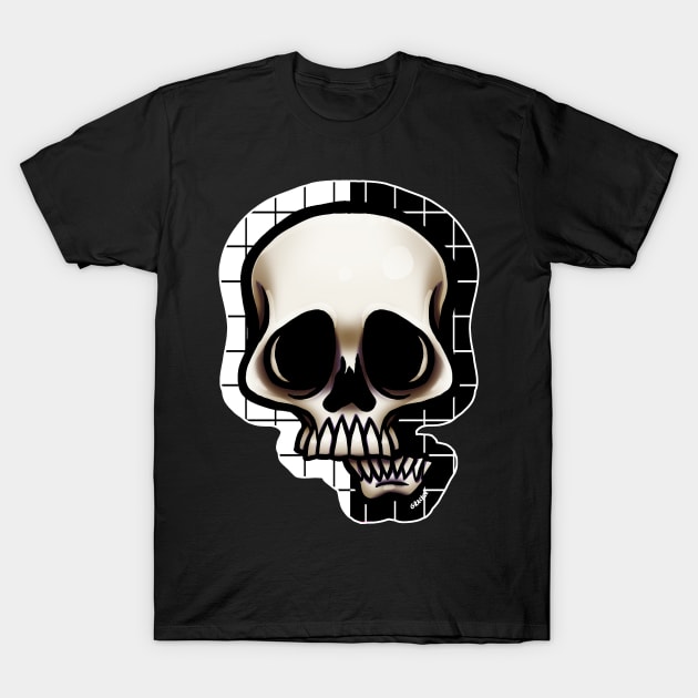 Split Grid Skull T-Shirt by Jan Grackle